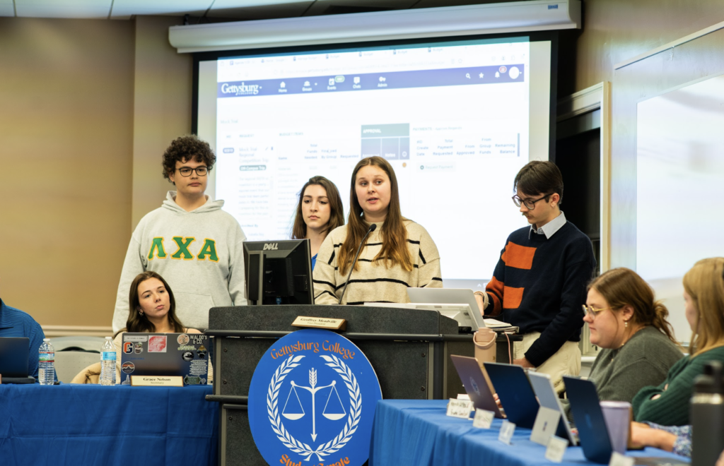 Mock Trial Club presenting their budget to the Student Senate. (Photo William Oehler/The Gettysburgian)